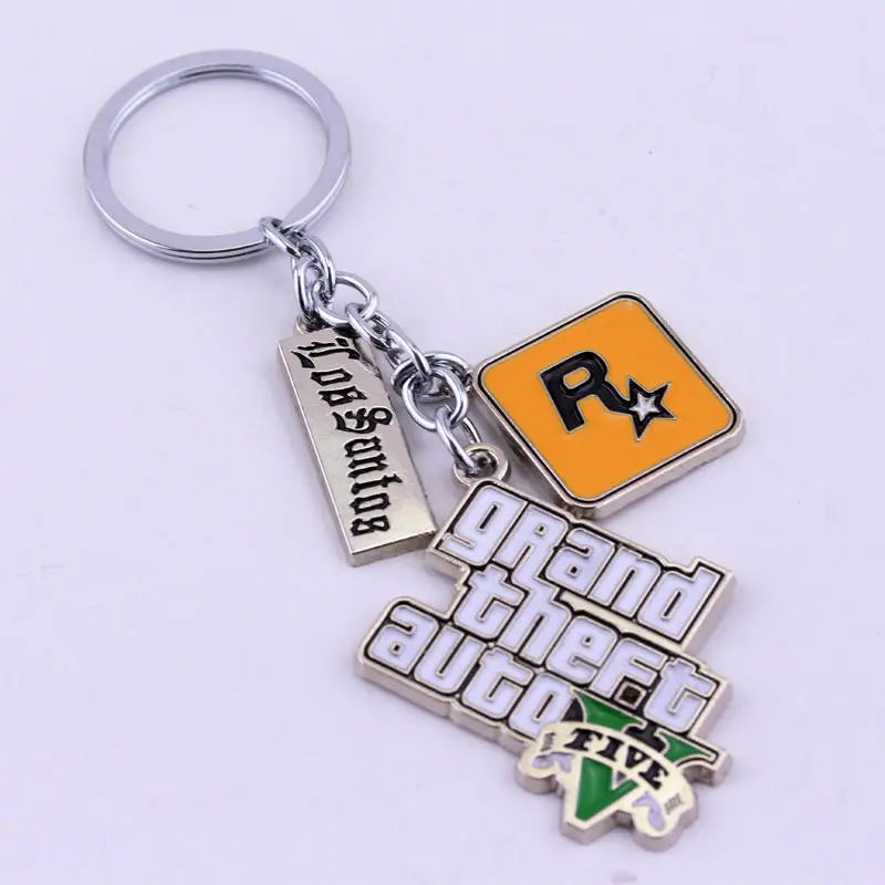 ZRM Game Grand Theft Auto 5 Keychain Men Fans Letter Key Chain Grand Theft Auto Rock Star Keying Key Buckles Car Accessory