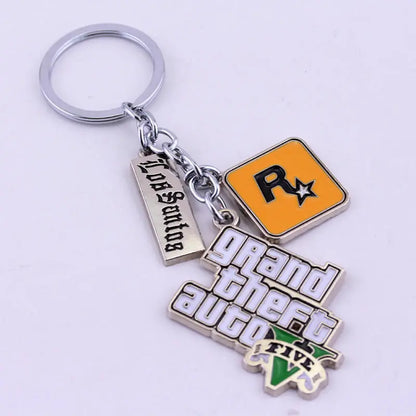 ZRM Game Grand Theft Auto 5 Keychain Men Fans Letter Key Chain Grand Theft Auto Rock Star Keying Key Buckles Car Accessory