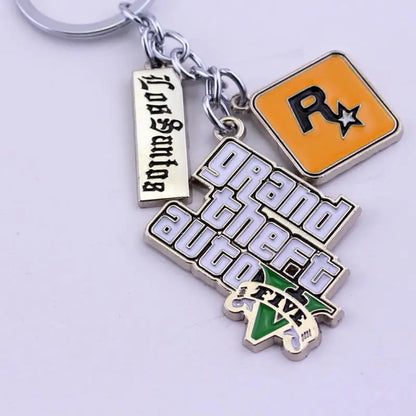 ZRM Game Grand Theft Auto 5 Keychain Men Fans Letter Key Chain Grand Theft Auto Rock Star Keying Key Buckles Car Accessory