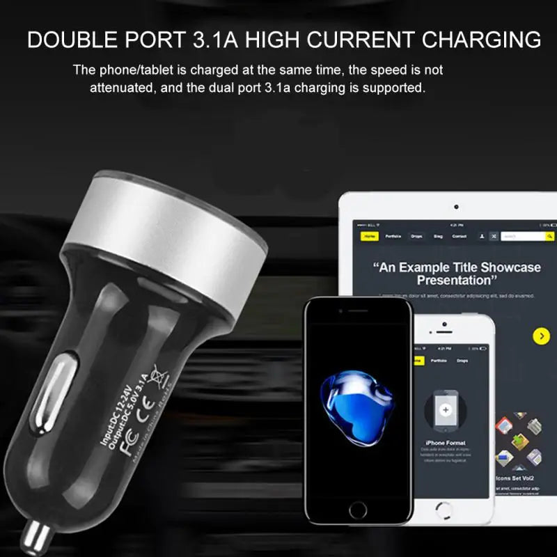 Chargeur rapide de voiture double USB QC 3.0 avec Voltmètre LED