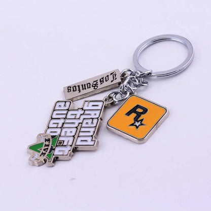 ZRM Game Grand Theft Auto 5 Keychain Men Fans Letter Key Chain Grand Theft Auto Rock Star Keying Key Buckles Car Accessory