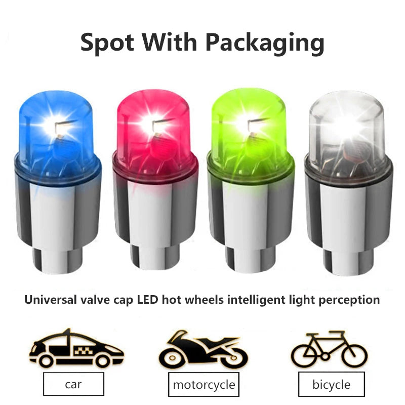 4PCS Waterproof Auto Shining Car Auto Wheel Tire Tyre Light Hub Lamp Air Valve Stem LED Light With Cap Cover Car Styling Light