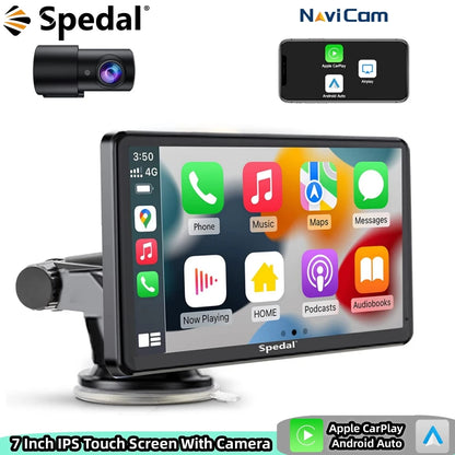 Spedal 7inch Dash cam Car Radio Multimedia Video Player Wireless Carplay And Wireless Android Auto Touch Screen