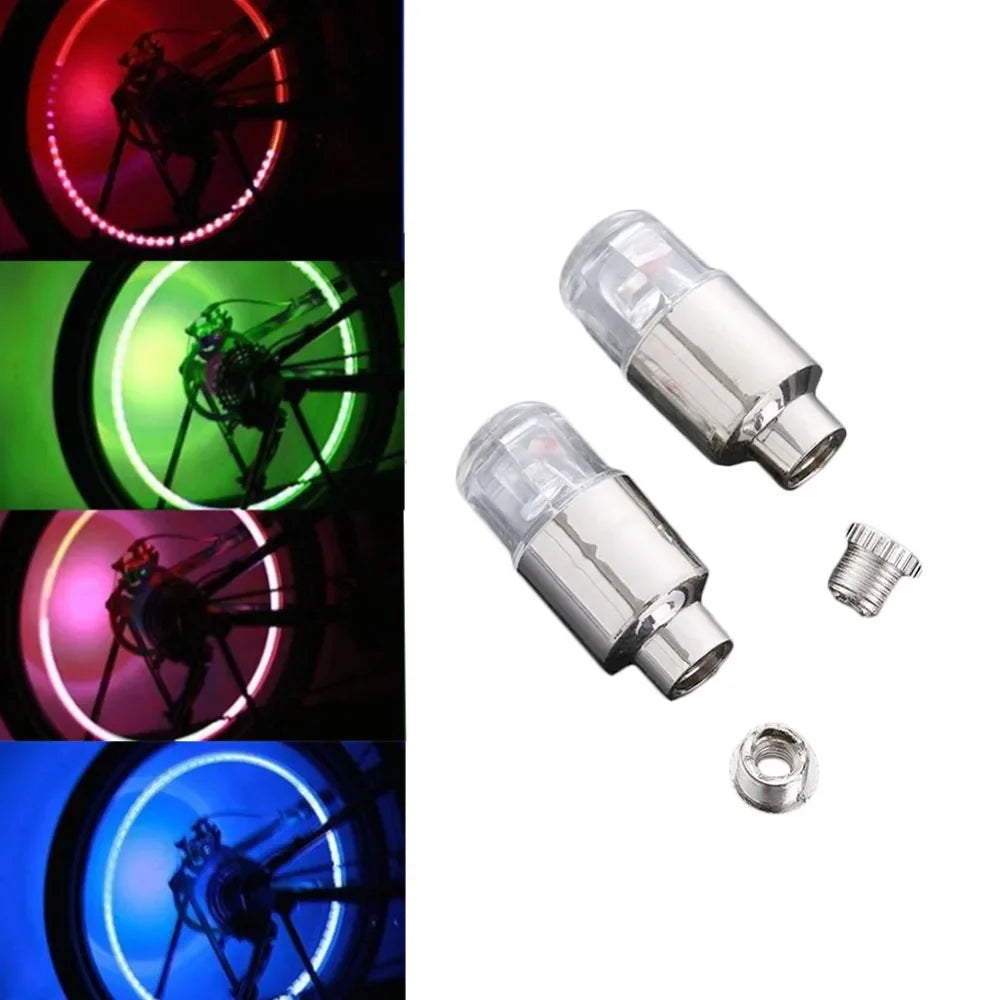 2PCS Colorful Auto Shining Car Auto Wheel Tire Tyre Light Hub Lamp Air Valve Stem LED Light With Cap Cover Car Styling Light