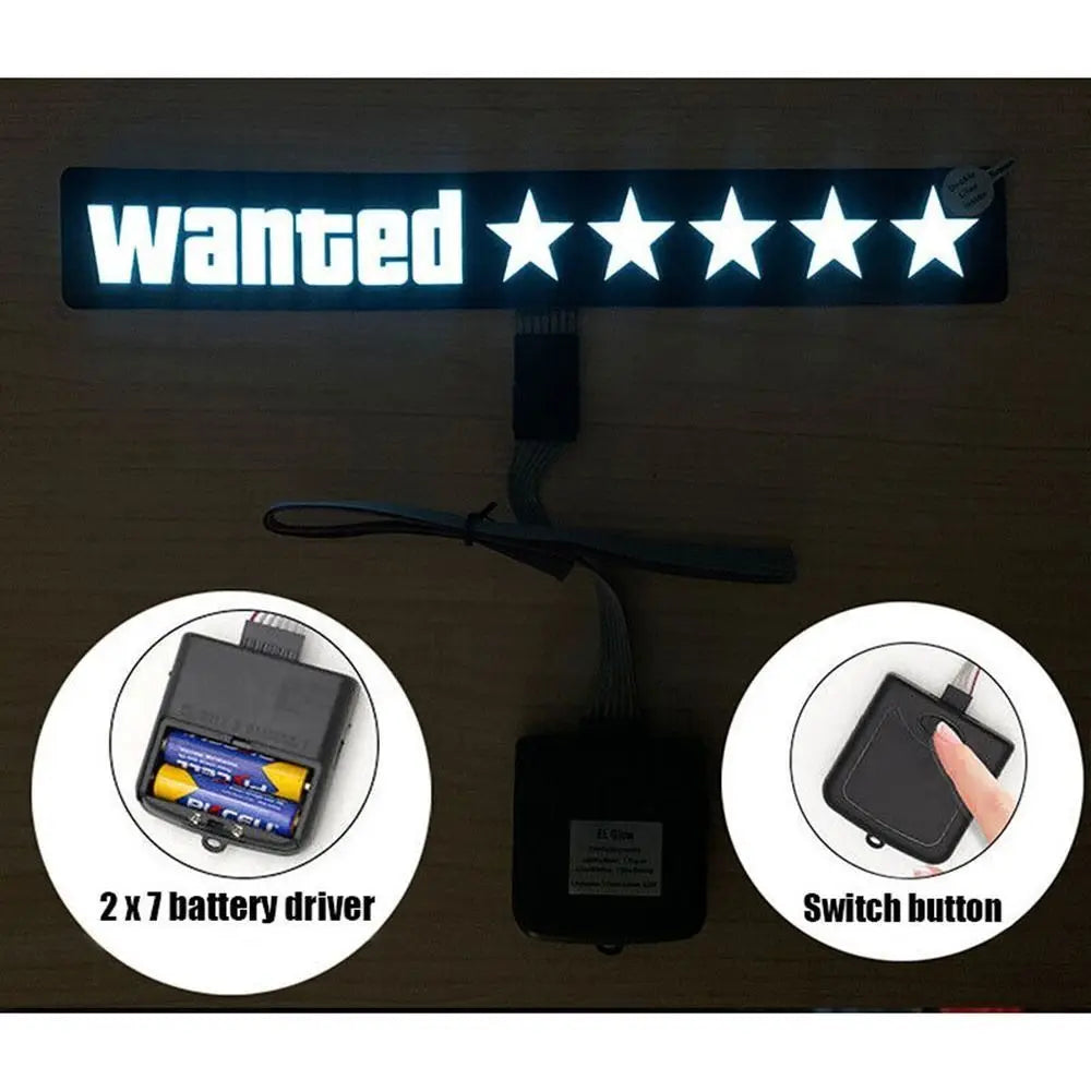 Windshield Electric LED Wanted Car Window Sticker Auto Moto Safety Signs Decals Decoration