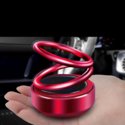 Yetaha Car Aromatherapy Diffuser Double Rings Rotary Air Freshener Dashboard Perfume Solar Auto Power