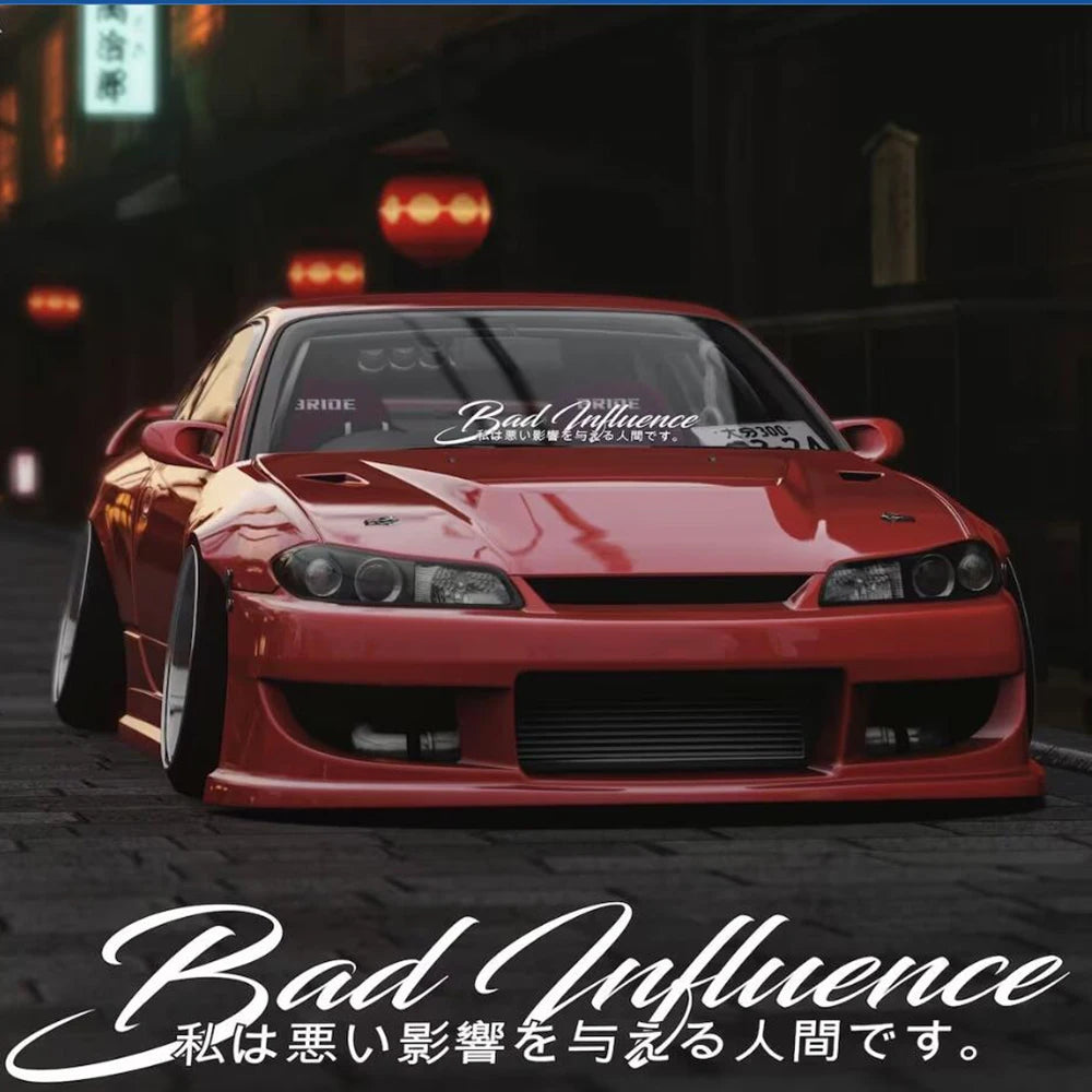 Bad Influence Japan Blei-pegatina para coche, cartel para parabrisas, decoración de vinilo para vehículo JDM