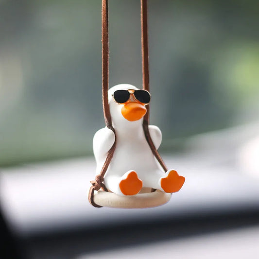 Car Accessorie Swing Duck Penguin Squirrel Pendant Auto Rearview Mirror Ornaments Birthday Gift Auto Decoraction Car Fragrance 