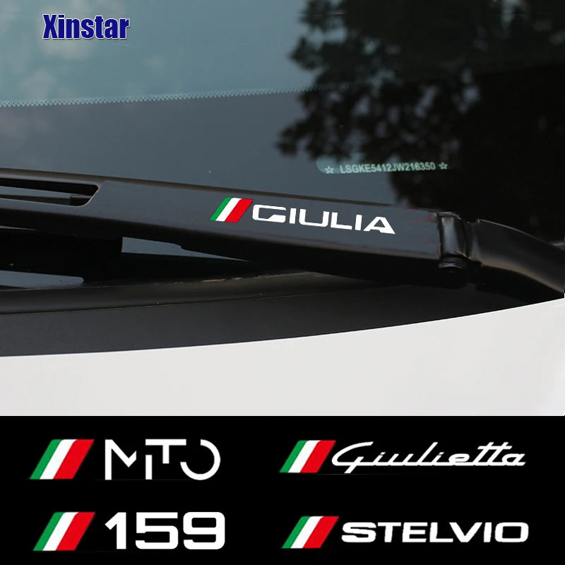 4pcs Windshield Wiper Sticker For Alfa Romeo Sportiva Giulia Giulietta 159 156 MITO Stelvio 147 Auto Accessories