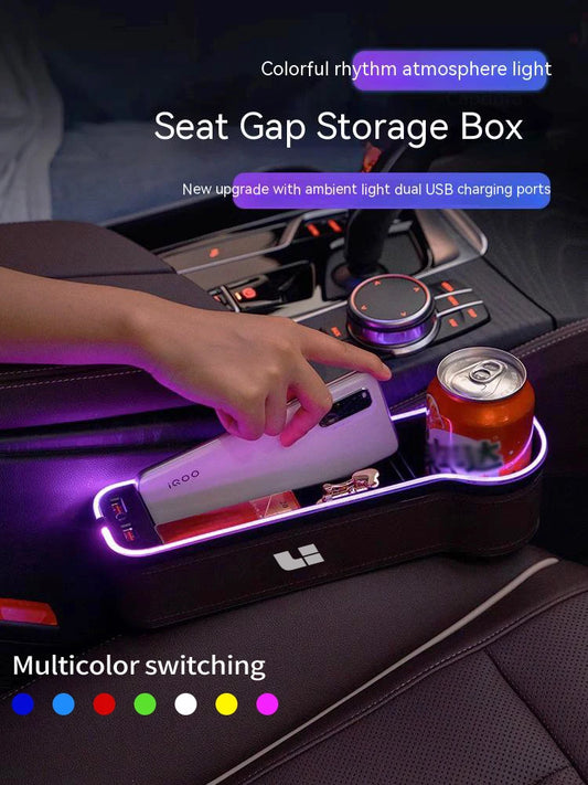 Car LED 7 Color Adjustable Seat Gap Crevice Slot Storage Box Auto Interior Accessories For LEADING IDEAL Li Auto One L6 L7 L8 L9 