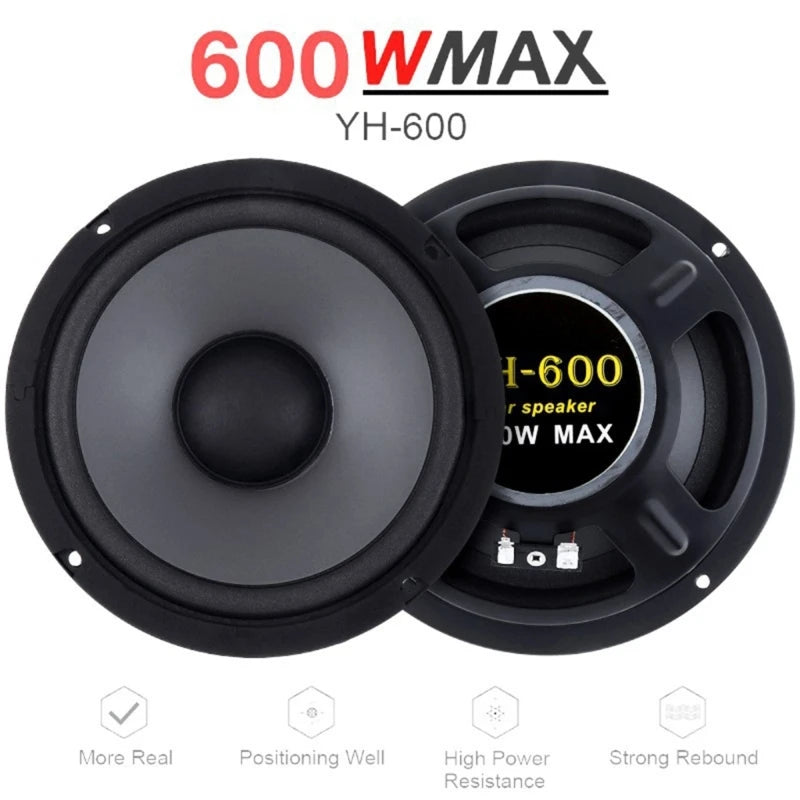 Altavoz coaxial para coche 6 pulgadas 600 W puerta Auto audios música estéreo subwoofer 