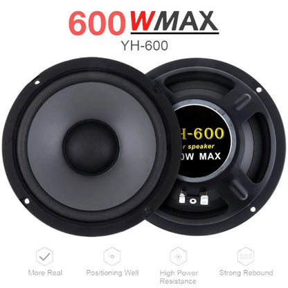 Altavoz coaxial para coche 6 pulgadas 600 W puerta Auto audios música estéreo subwoofer 