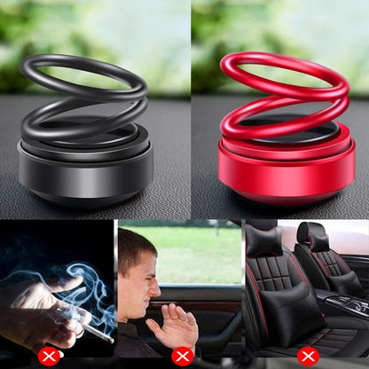 Yetaha Car Aromatherapy Diffuser Double Rings Rotary Air Freshener Dashboard Perfume Solar Auto Power