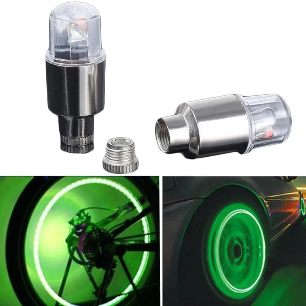 2PCS Colorful Auto Shining Car Auto Wheel Tire Tyre Light Hub Lamp Air Valve Stem LED Light With Cap Cover Car Styling Light