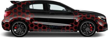 Aufkleber Auto Seitenaufkleber Waben Rauten Hexa Style Matrix Camo Style Sticker S12