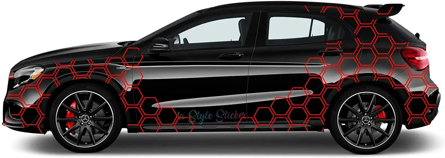 Aufkleber Auto Seitenaufkleber Waben Rauten Hexa Style Matrix Camo Style Sticker S12